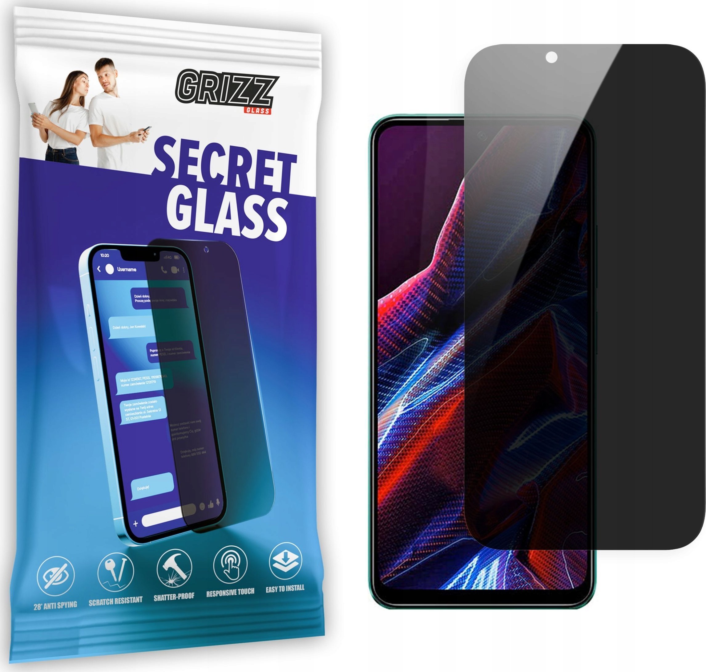 GrizzGlass Szkło prywatyzujące GrizzGlass SecretGlass Xiaomi POCO X4 GT