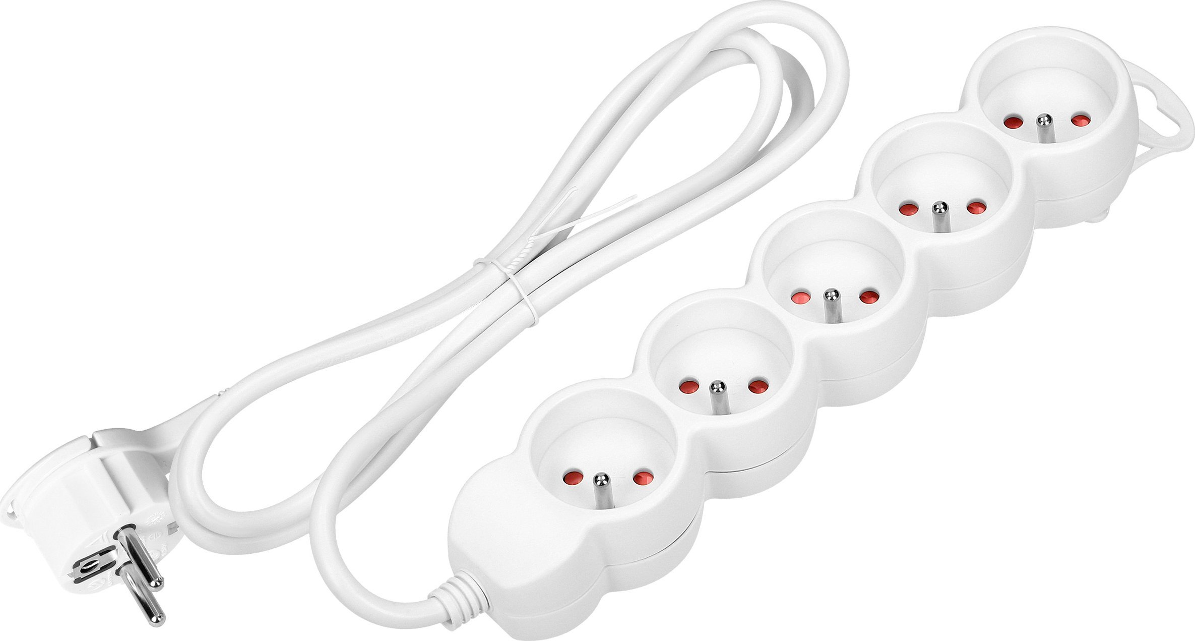 Orno Przedłużacz 5-krotny 2P+Z, 1,5m H05VV-F 3x1,5mm2 , Imax=16A, płaska wtyczka, biały
