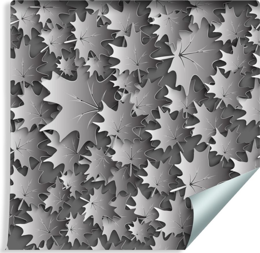 Muralo Tapeta Liście w Odcieniach Szarości - Efekt 3D