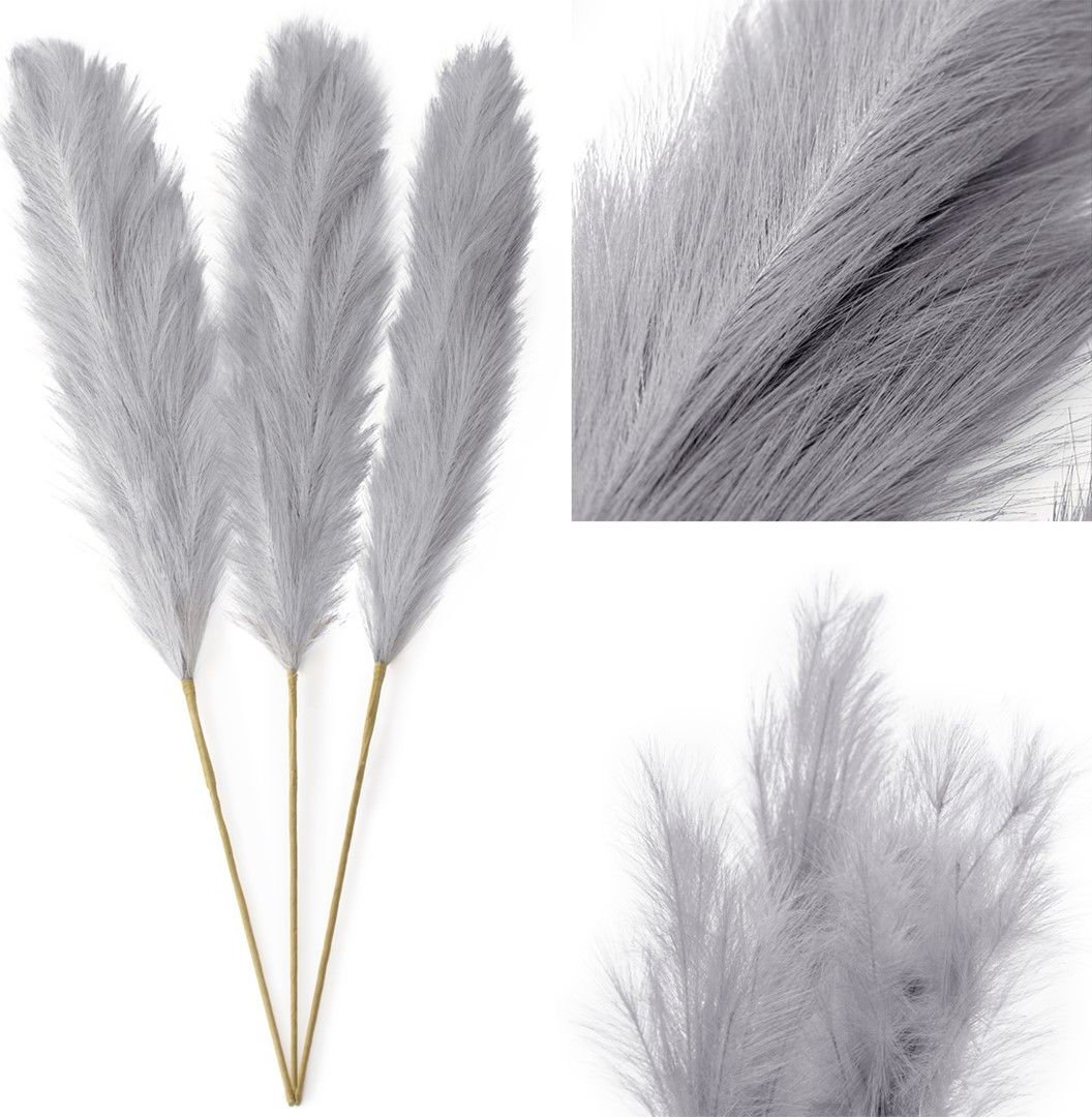 AmeliaHome AmeliaHome Sztuczny kwiat trawa pampasowa PAMPLY 110CM 3 szt szara