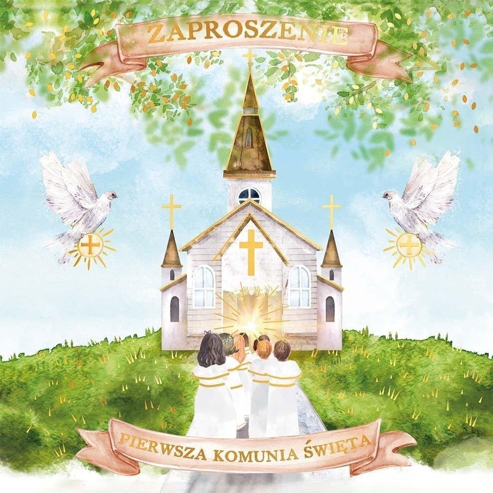 Zaproszenie KW - Komunia kościółek z dziećmi 5szt