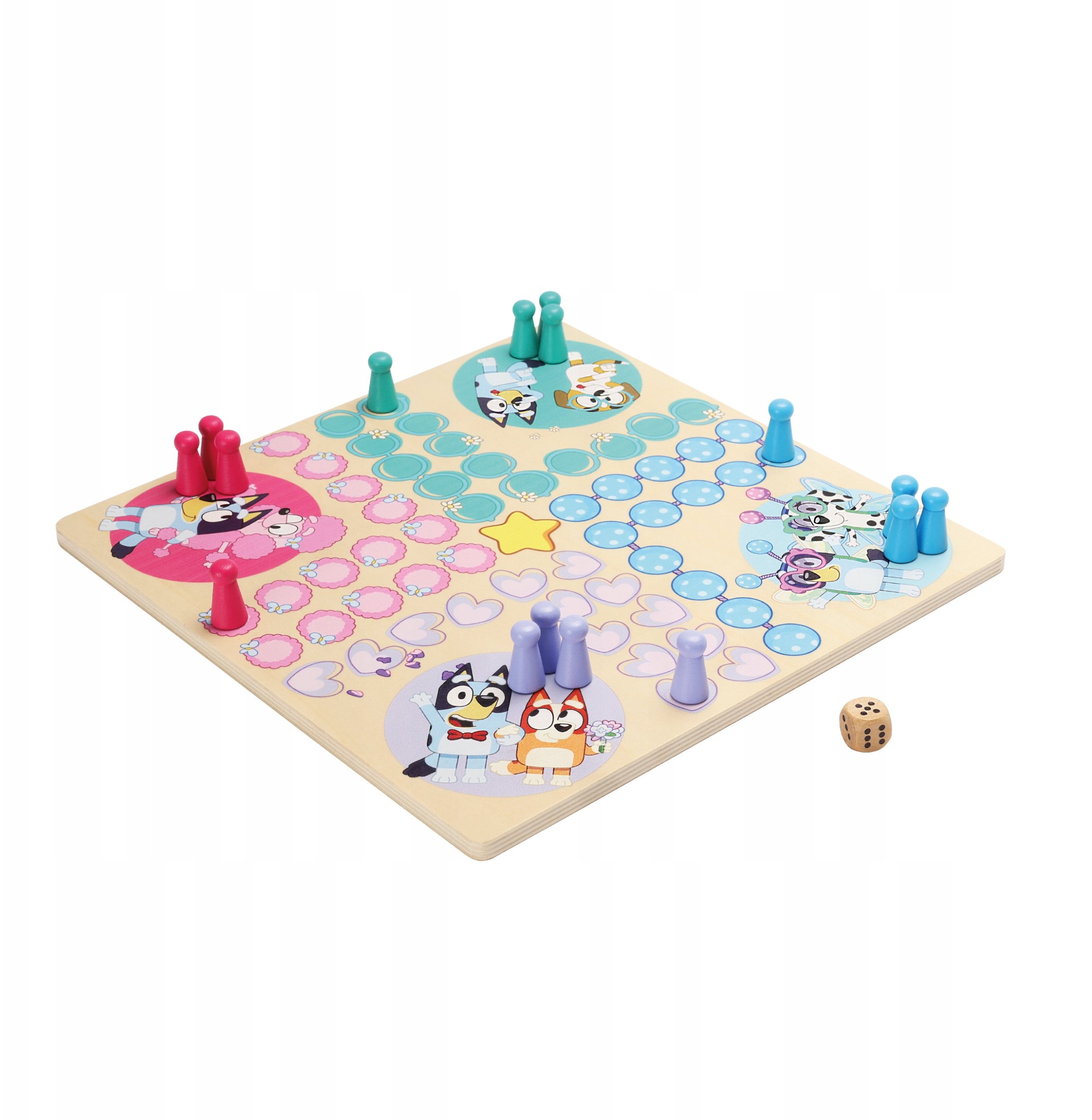 Drewniana gra strategiczna Chińczyk zabawka edukacyjna gry dla dzieci Bluey