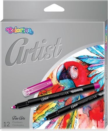 Hepatica CIENKOPISY Z PLASTIKOWĄ KOŃCÓWKĄ COLORINO ARTIST 12 KOLORÓW