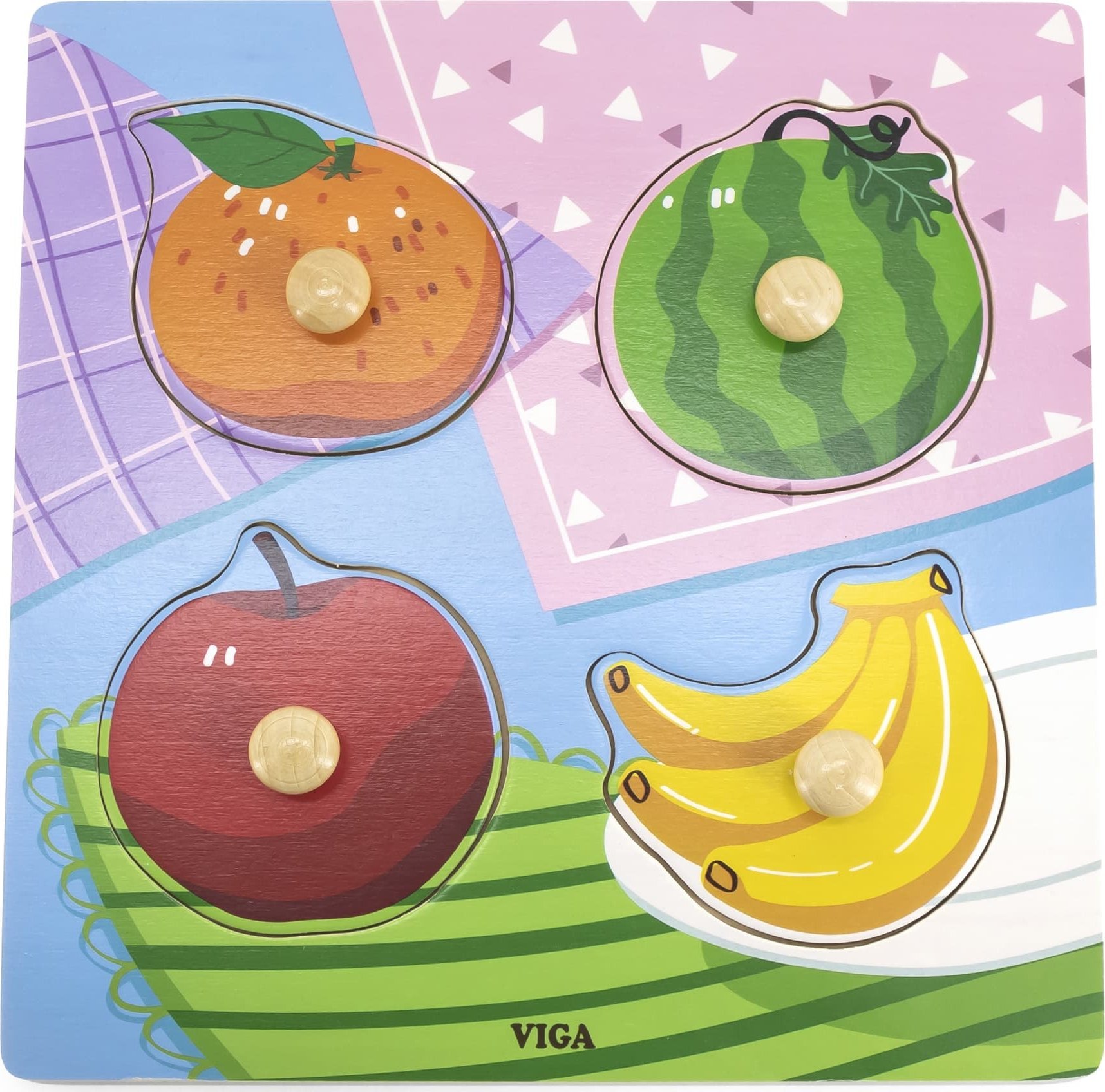 Viga Toys VIGA Drewniane Puzzle z Pinezkami Owoce