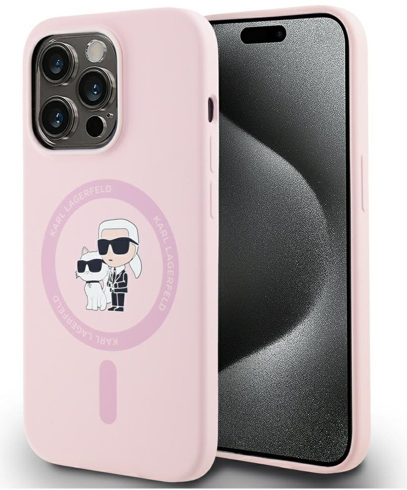 ETUI KARL LAGERFELD SILICONE KARL&CHOUPETTE MAGSAFE DO IPHONE 14 PRO RÓŻOWY