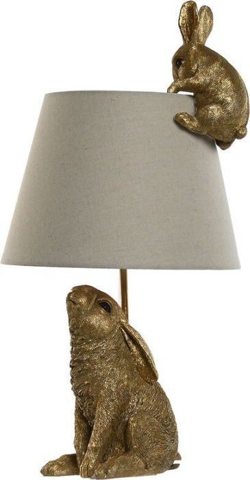 Lampa stołowa Bigbuy Home Lampa stołowa Home ESPRIT Beżowy Złoty Żywica 50 W 220 V 30 x 30 x 58 cm