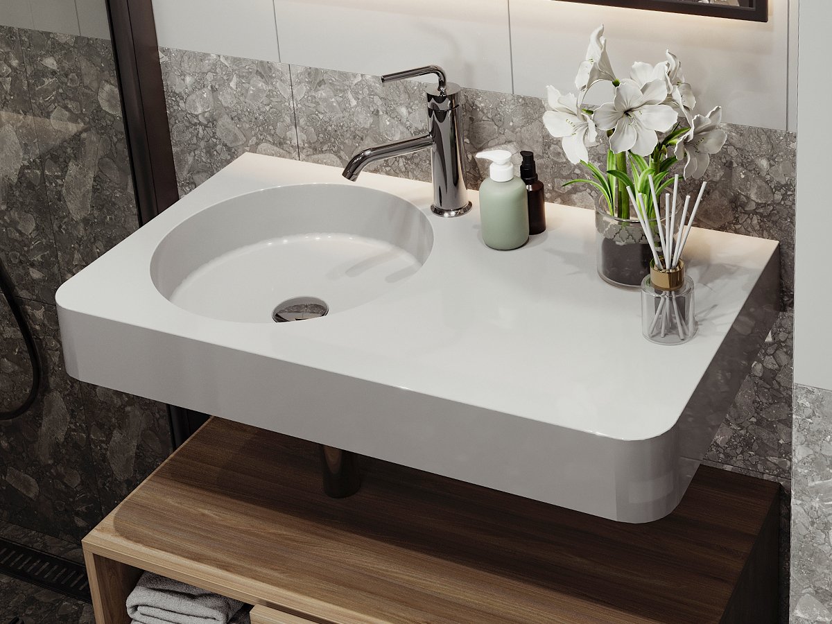 Umywalka Miraggio Umywalka wisząca LOOP 800 L 80*45*12 błyszczący biały 8813981