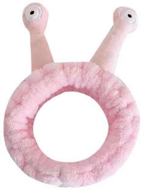 Opaska kosmetyczna do włosów ślimak, różowa pluszowa 20x5cm OPK22R