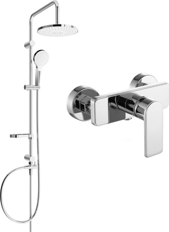 Zestaw prysznicowy Mexen Mexen Erik zestaw prysznicowy natynkowy z deszczownicą i baterią prysznicową Cetus, chrom - 744340205-00