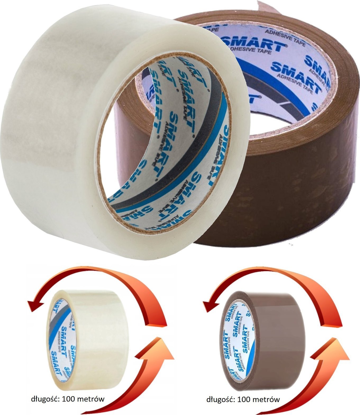 Smart TAŚMA PAKOWA SMART 48 MM X 100 M AKRYL, TRANSPARENTNY