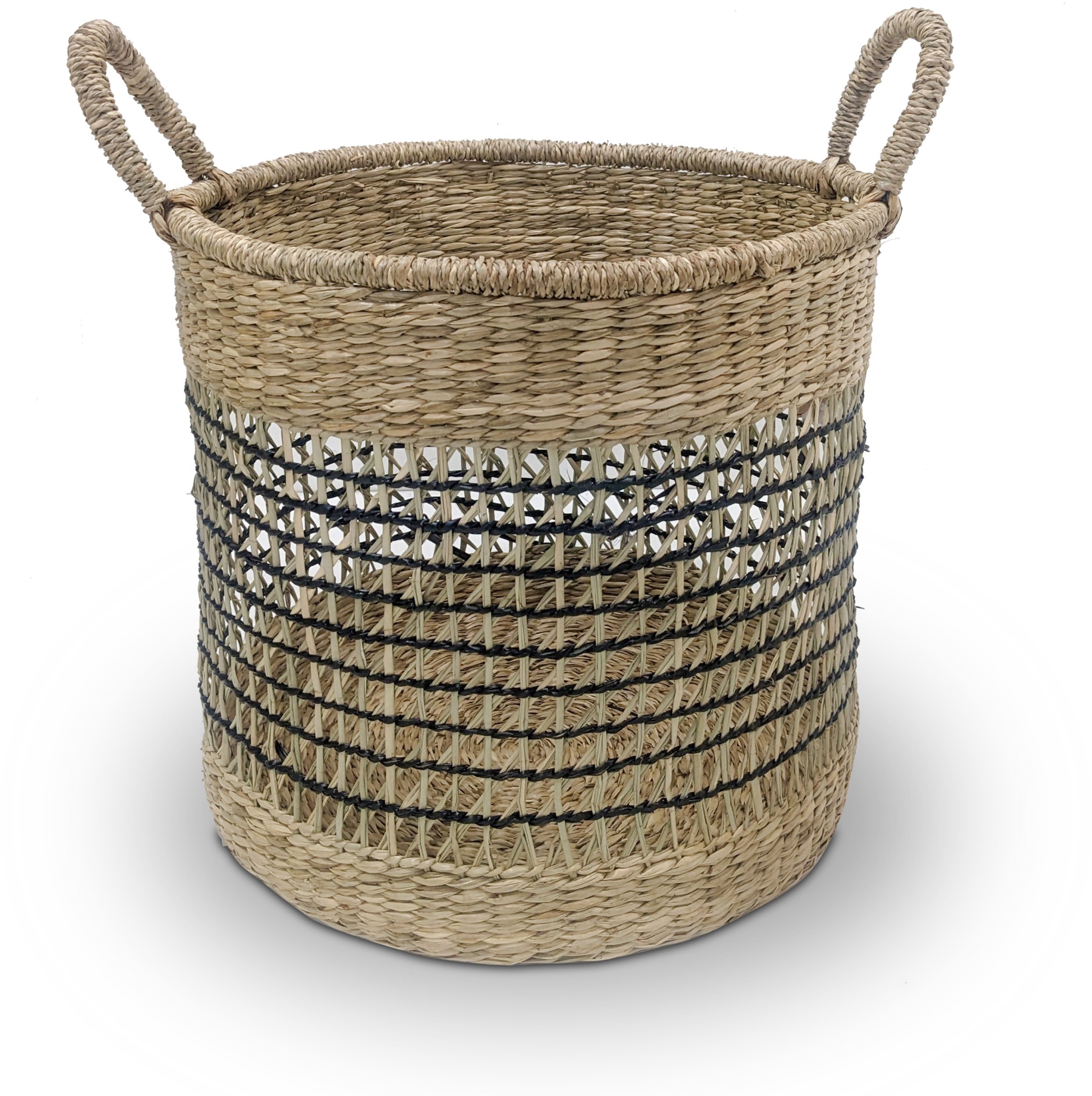BASKET WITH HANDLES 35X35X32CM SEAGRASS