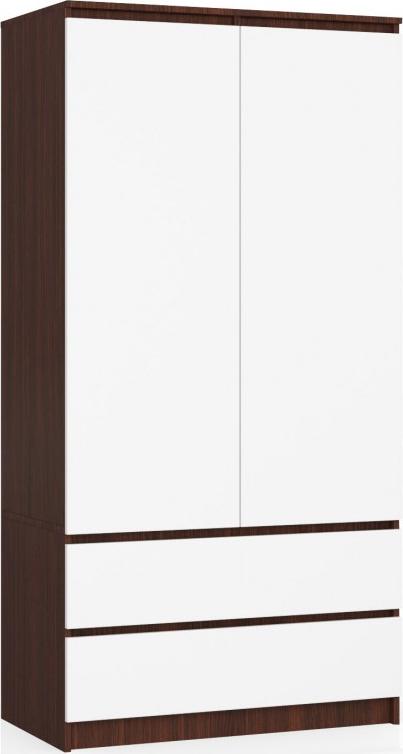 Fabryka Mebli Akord SZAFA S 90 cm 2 DRZWI 2 SZUFLADY WENGE / BIAŁA