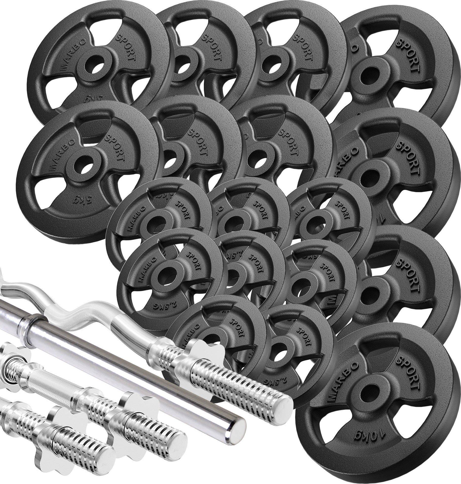 Zestaw gryfów wzmocnionych i obciążeń 113 kg - Marbo Sport