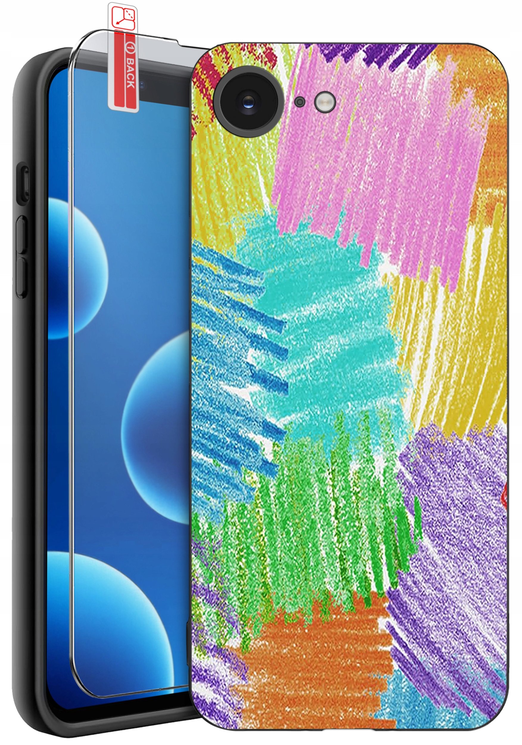 ETUI do iPhone 16e | WZORY | SILIKONOWE MATT CASE + SZKŁO 9H