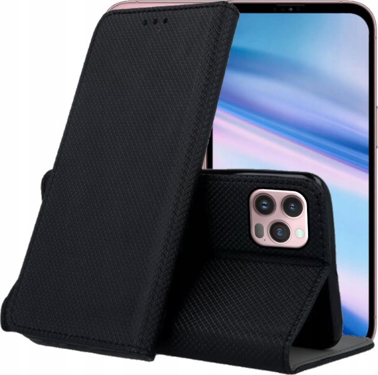 Hello Case ETUI Z KLAPKĄ DO IPHONE 15 PLUS CZARNE ZAMYKANE MAGNETYCZNE KABURA FUTERAŁ