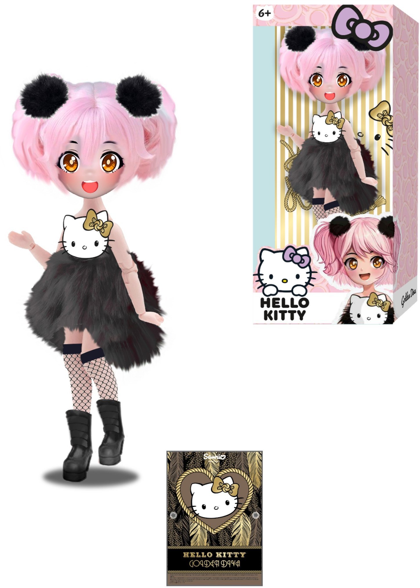 MANGA HELLO KITTY Różowa, lalka, 19.5 cm