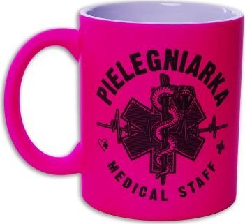 Polska Firma Kubek PIELĘGNIARKA żmija 330 ml - fuksja FLUO