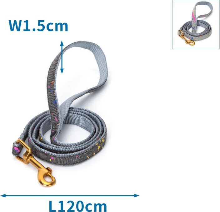 Nobleza Smycz dla psa W1.5*L120CM GREY/BLACK IRREGULAR VARNISHED DOG LEASH W1.5*L120CM GREY/BLACK