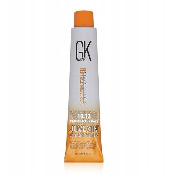 GK HAIR (Global Keratin) Global Keratin, Cream Colour, Permanent Hair Dye, 10.13 Ash Golden Lightest Blonde, 100 ml For Women