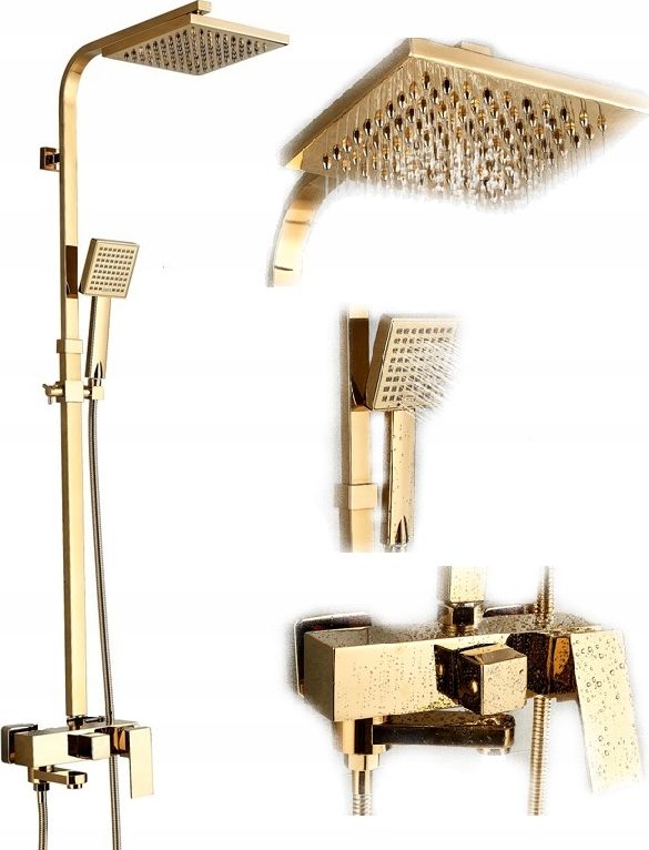 Bateria prysznicowa KRAN BATERIA WANNOWA ŁAZIENKOWA PRYSZNICOWA ZŁOTA