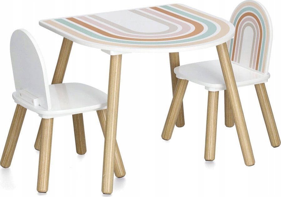 Zeller Zestaw mebli dla dzieci RAINBOW z MDF i sosny, stolik + 2 krzesła