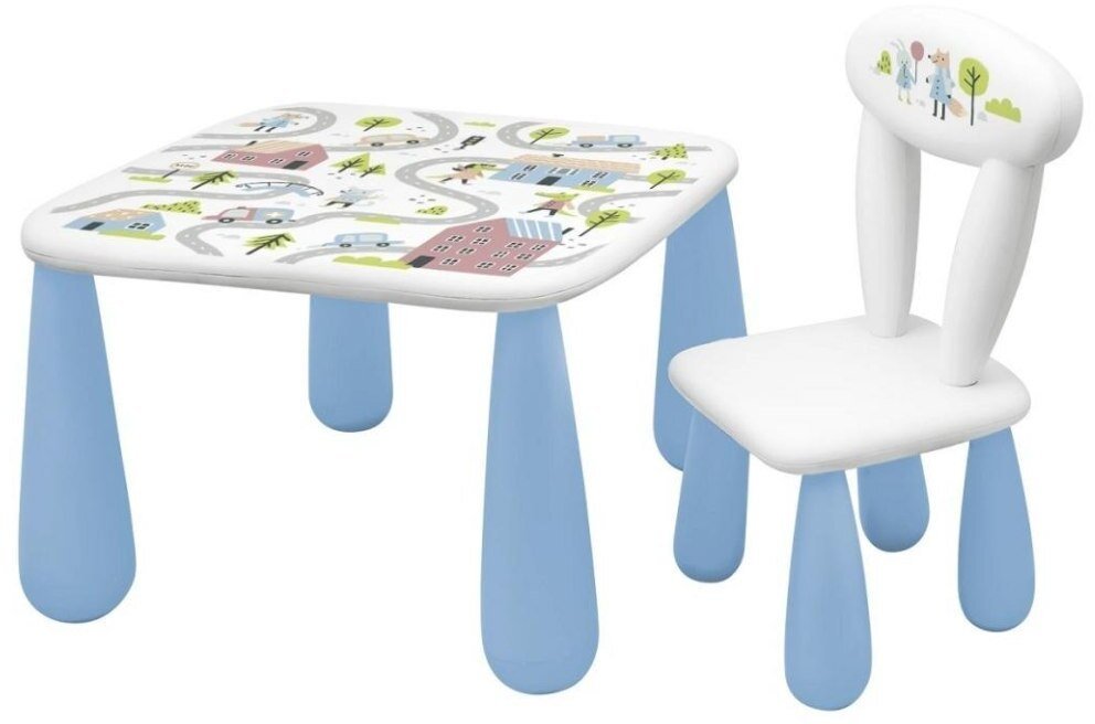 Stolik + krzesełko Luna Madagaskar biały, niebies.
