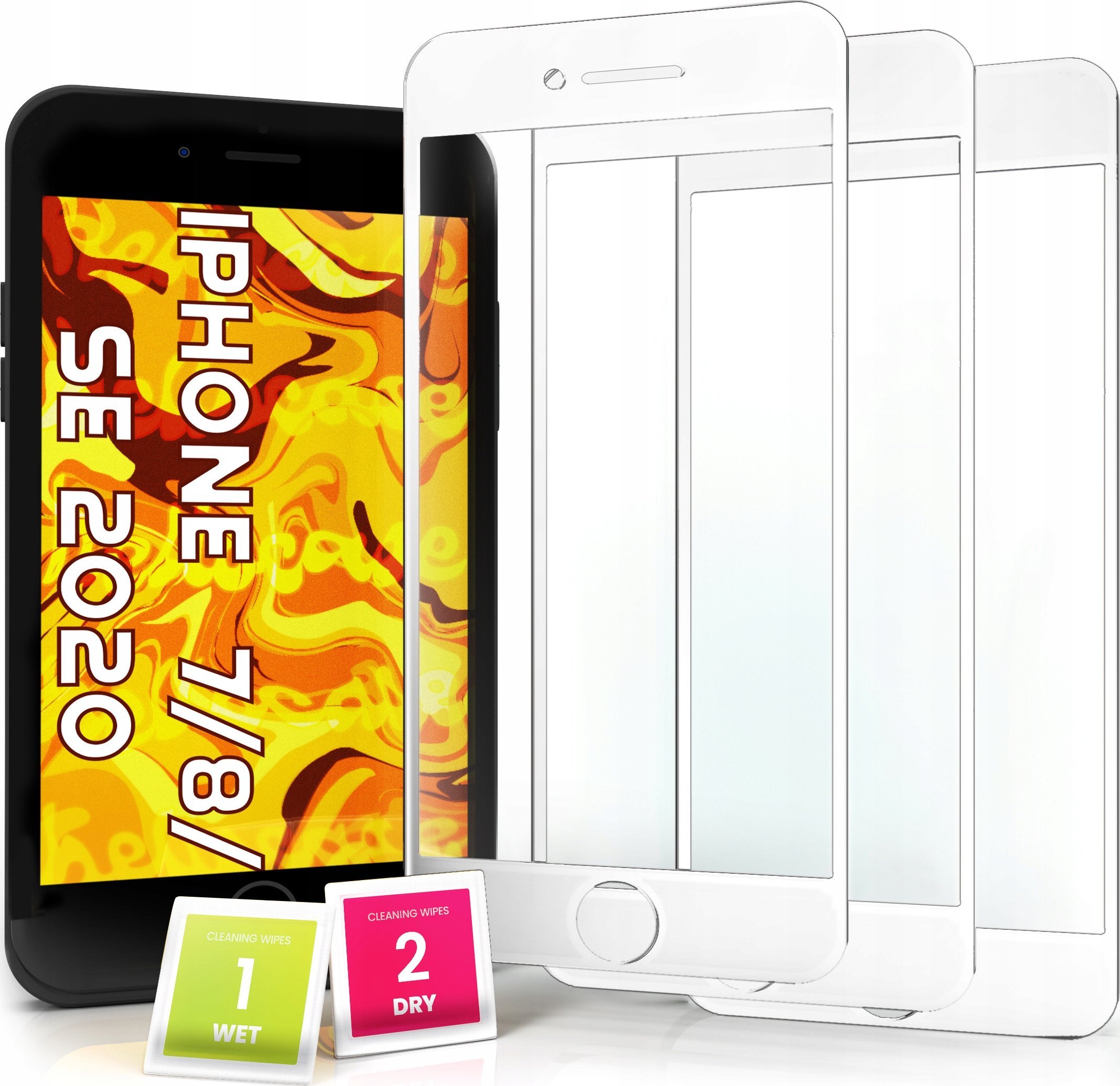 Hello Case 3-PAK Szkło Hartowane do Apple iPhone 7 / 8 / SE 2020 (cały ekran, 9H, 5D)