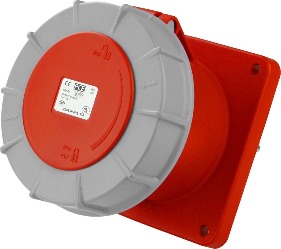 PCE Gniazdo montażowe 125A CEE tablicowe proste Twist 5P 6h IP67 Typ 345 PCE 0674