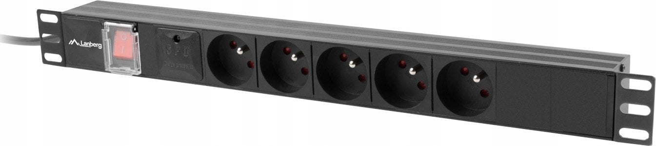 lanberg Listwa zasilająca rack PDU 19 cali 1U 16A 5x230V 2m czarna