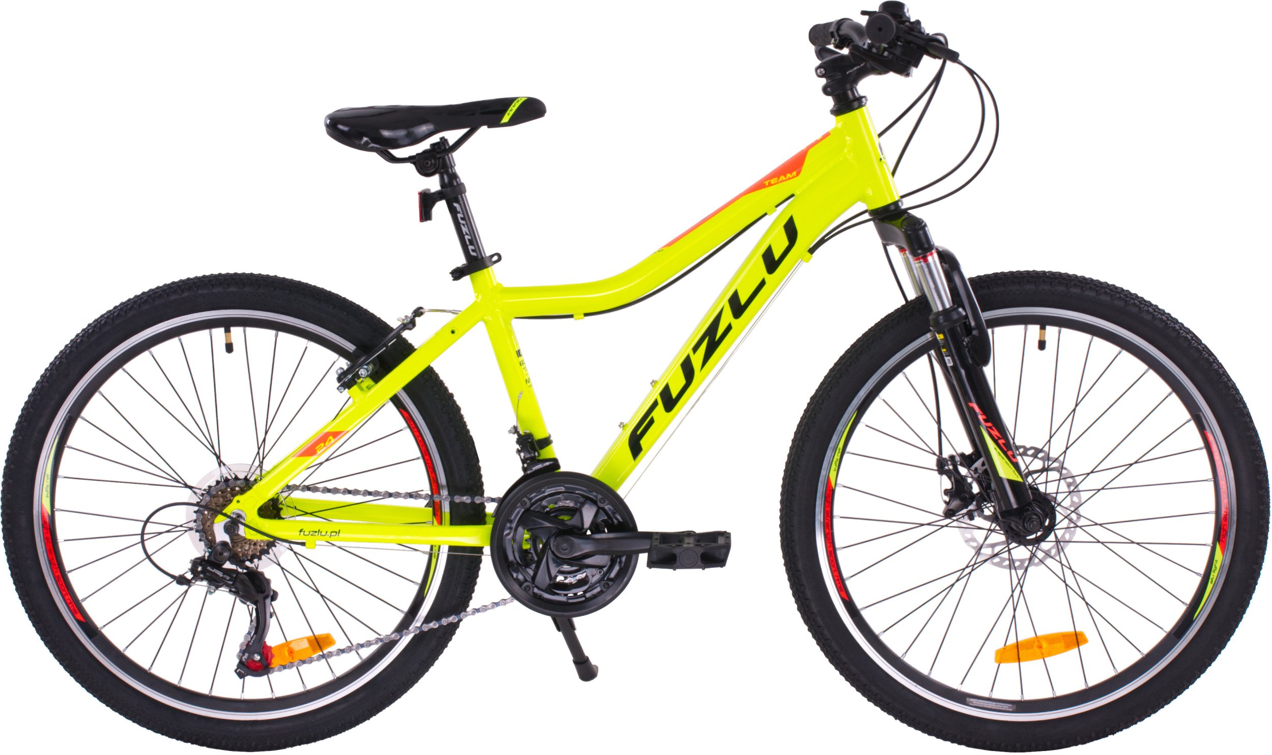 Rower górski 24 Fuzlu Team 24 alu. (14,5") limonkowo-czerwony połysk