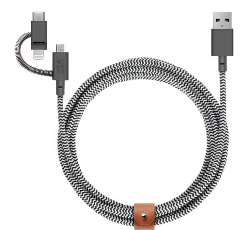 Kabel USB Native Union Belt Cable Universal - kabel USB-A - USB-C/lightning/microUSB, 2 m (zebry)