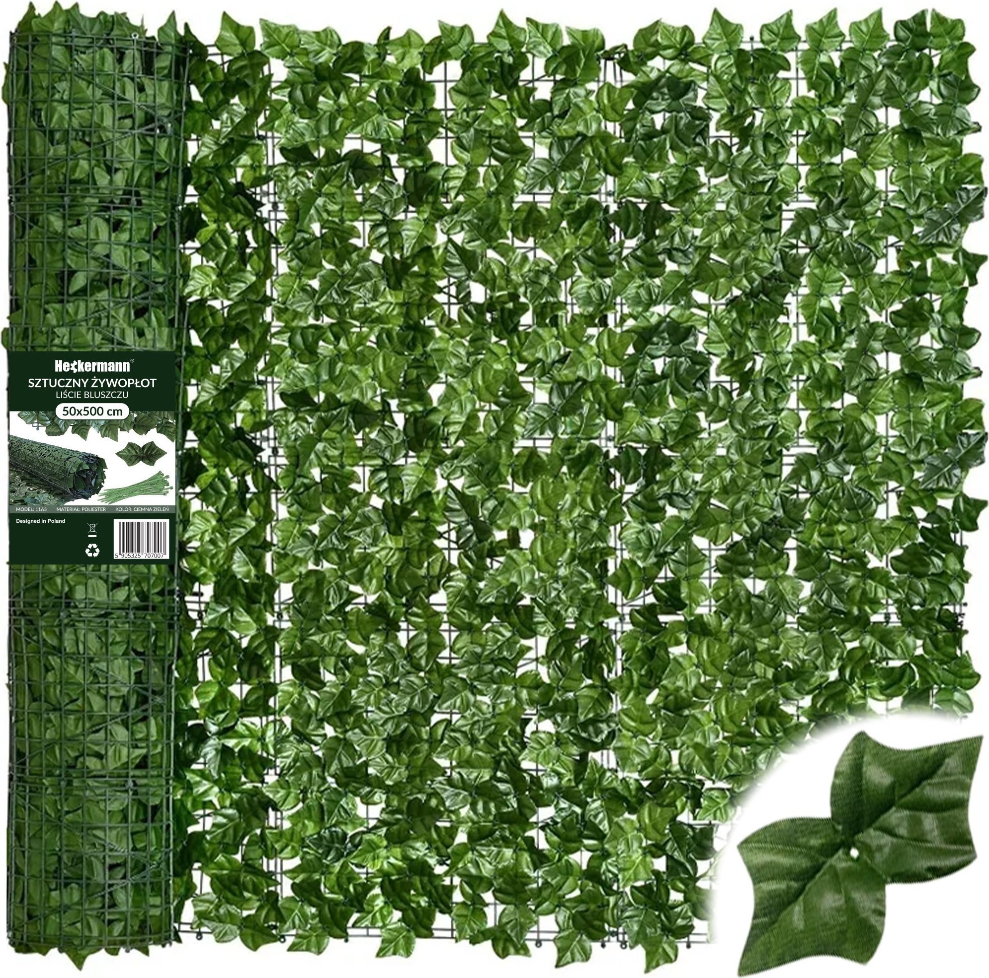 Heckermann Sztuczny żywopłot liście bluszczu Heckermann 0,5x5m Model 1