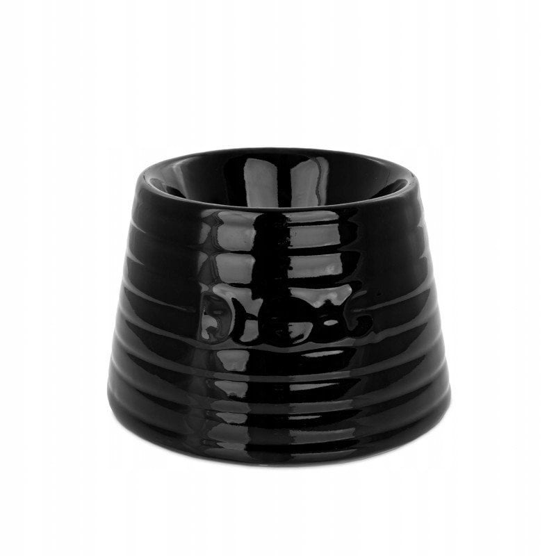 Miska, dla psa, rasy d�ugouche, czarna, ceramiczna, 13x11x10 cm