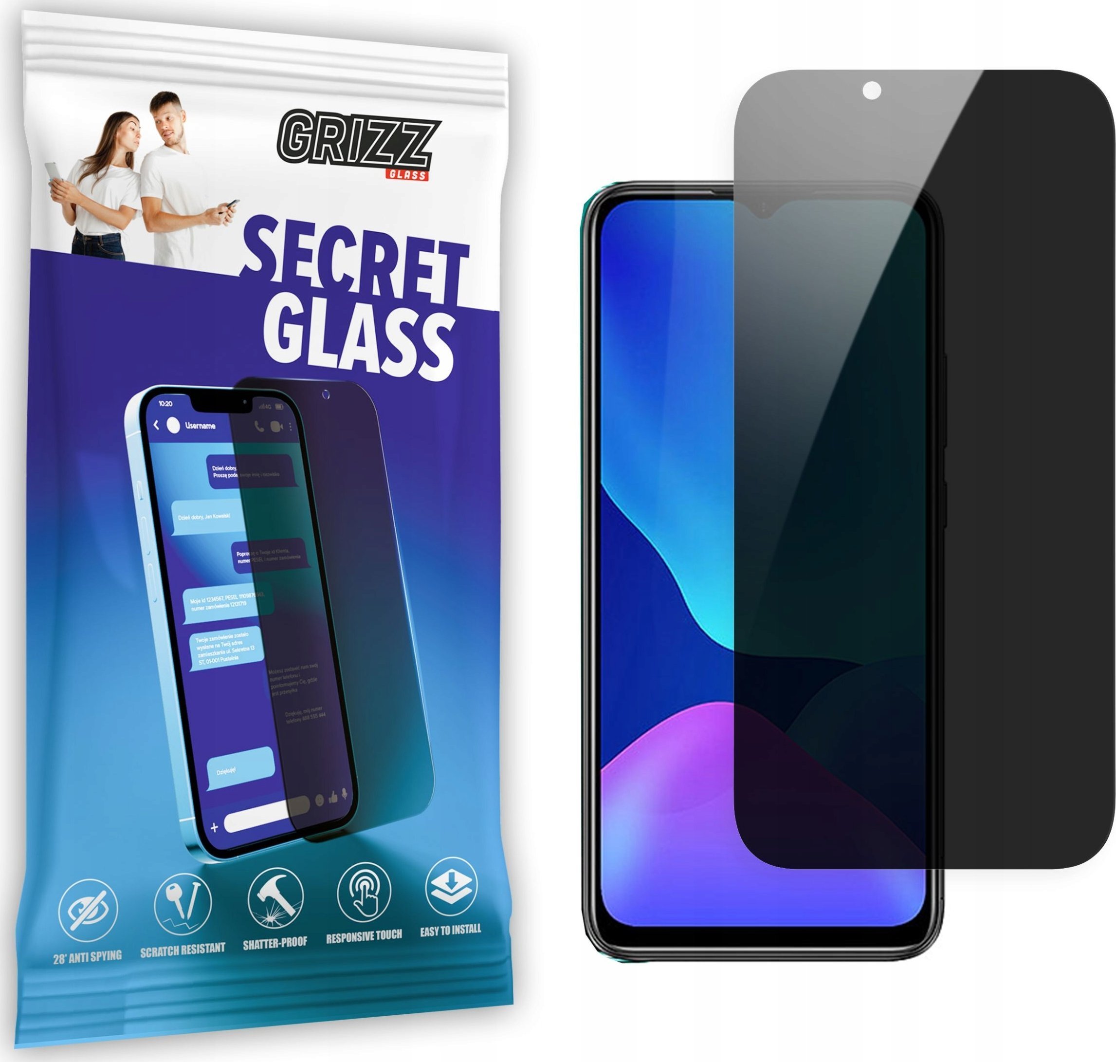 GrizzGlass Szkło prywatyzujące GrizzGlass SecretGlass Ulefone Note 10p