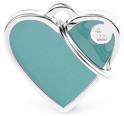 Zawieszka Adresówka Identyfikator z grawerem dla psa i kota serce turkusowe z obramówką S