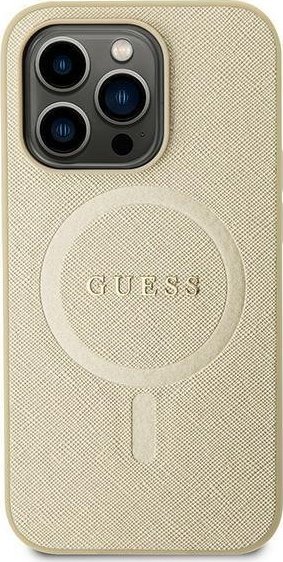 Guess GUHMP15SPSAHMCB iPhone 15 6.1" złoty/gold hardcase Saffiano MagSafe