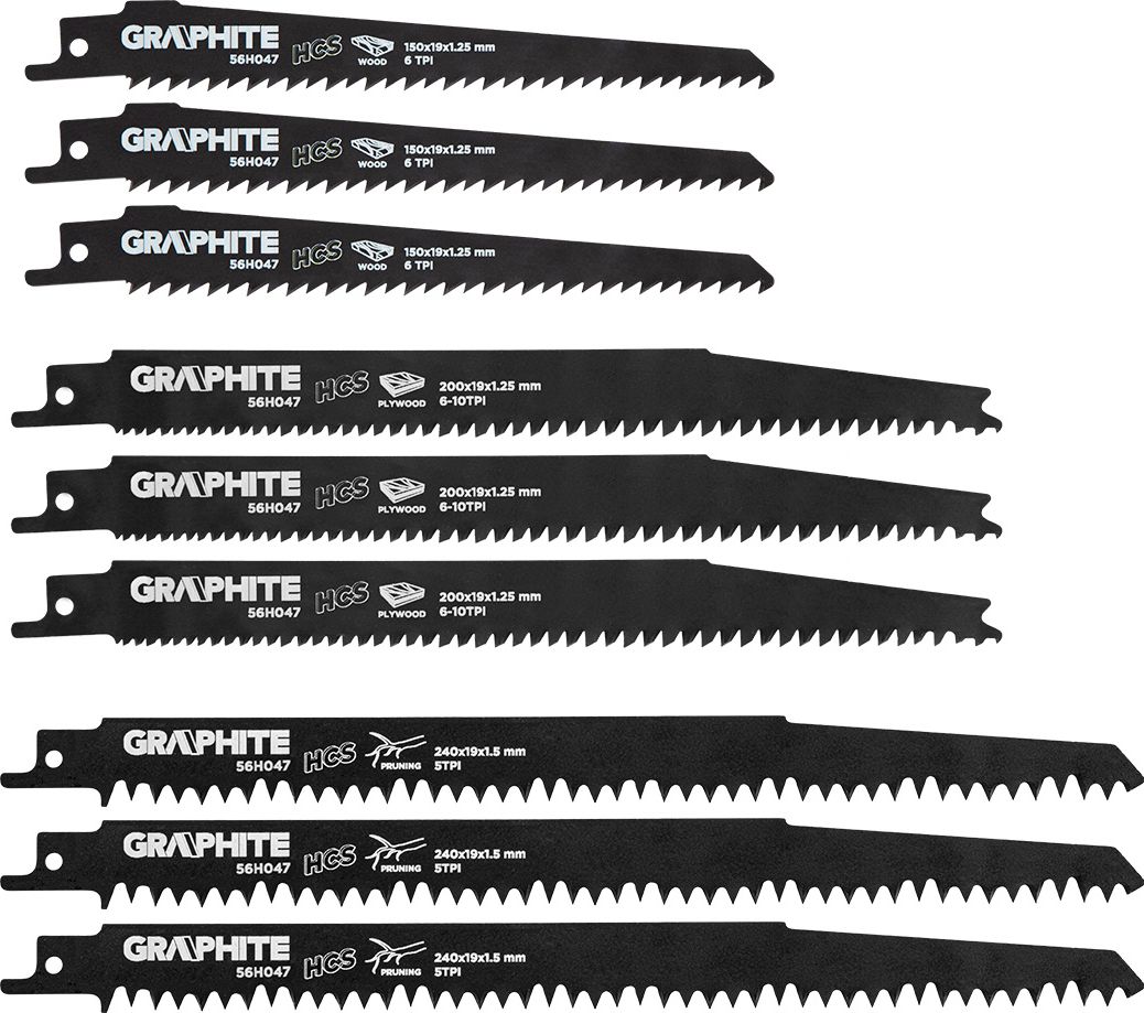 Graphite Brzeszczoty bagnetowe (Brzeszczoty do piły szablastej, HCS, zestaw 3 szt.)
