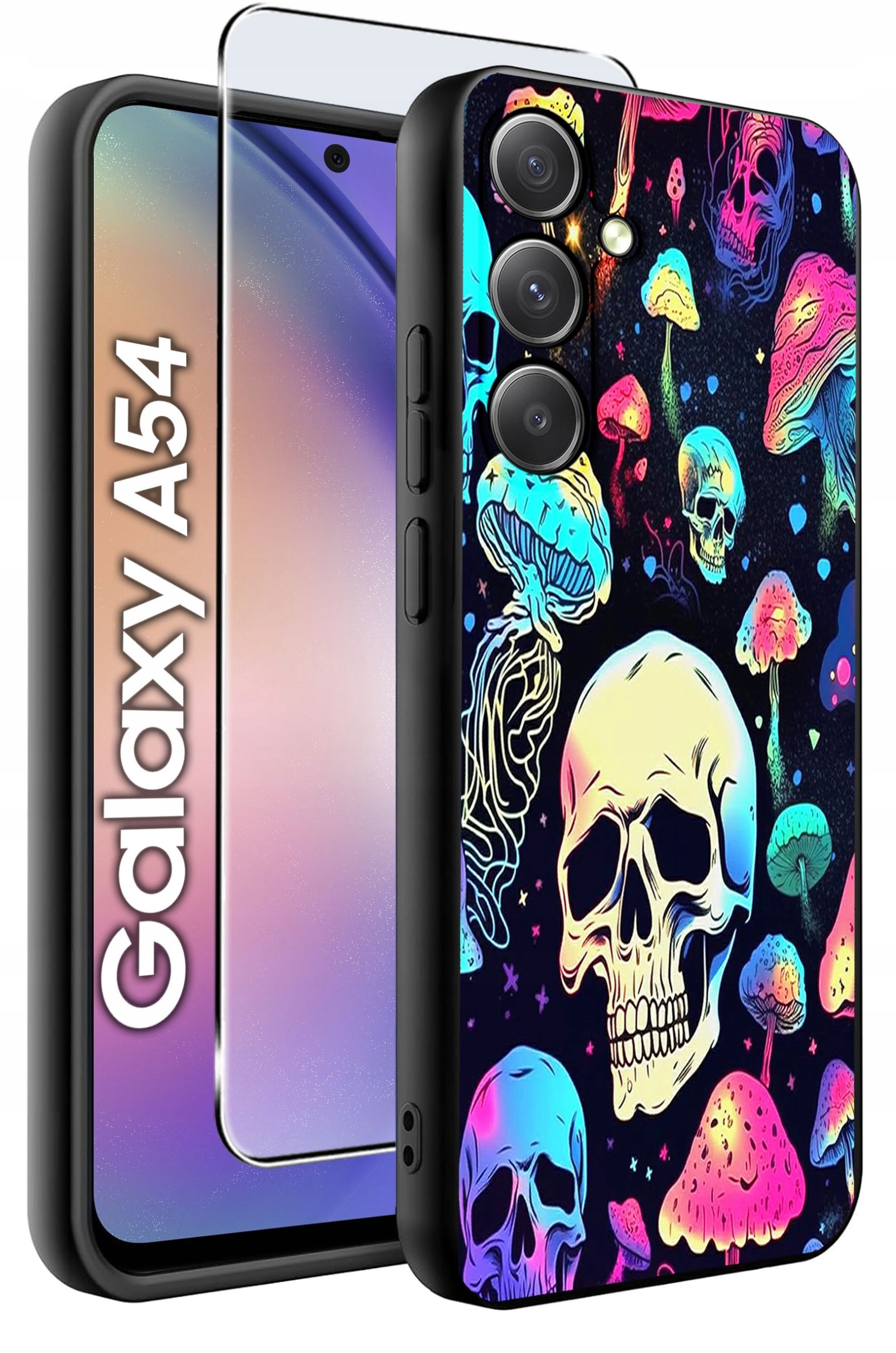 ETUI do Samsung A54 5G WZORY | SILIKONOWE MATT CASE + SZKŁO 9H