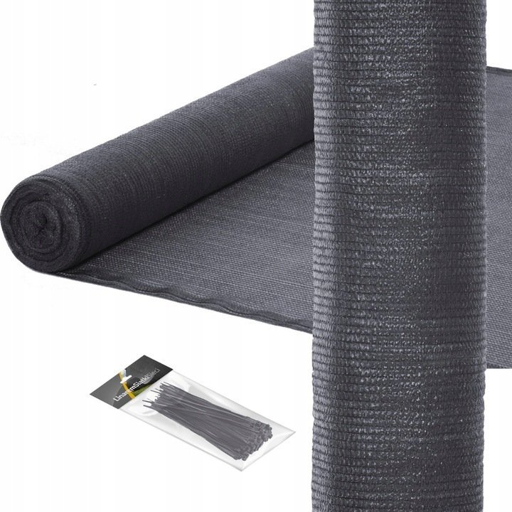 Linarem SiatkiSieci SIATKA CIENIUJĄCA 2x50m OSŁONA MASKUJĄCA NA OGRODZENIE PŁOT 75% GRAFITOWA