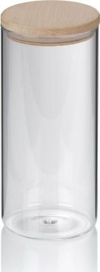 Kela Pojemnik Kela Amelie kuchenny, szkło borokrzemowe, drewniana pokrywka, śred.10 cm, wys.22 cm, 1,5 l