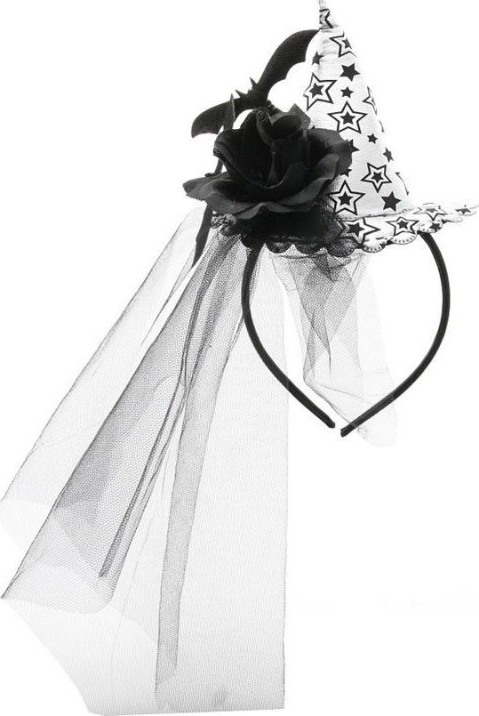 Opaska na głowę z woalką srebrna