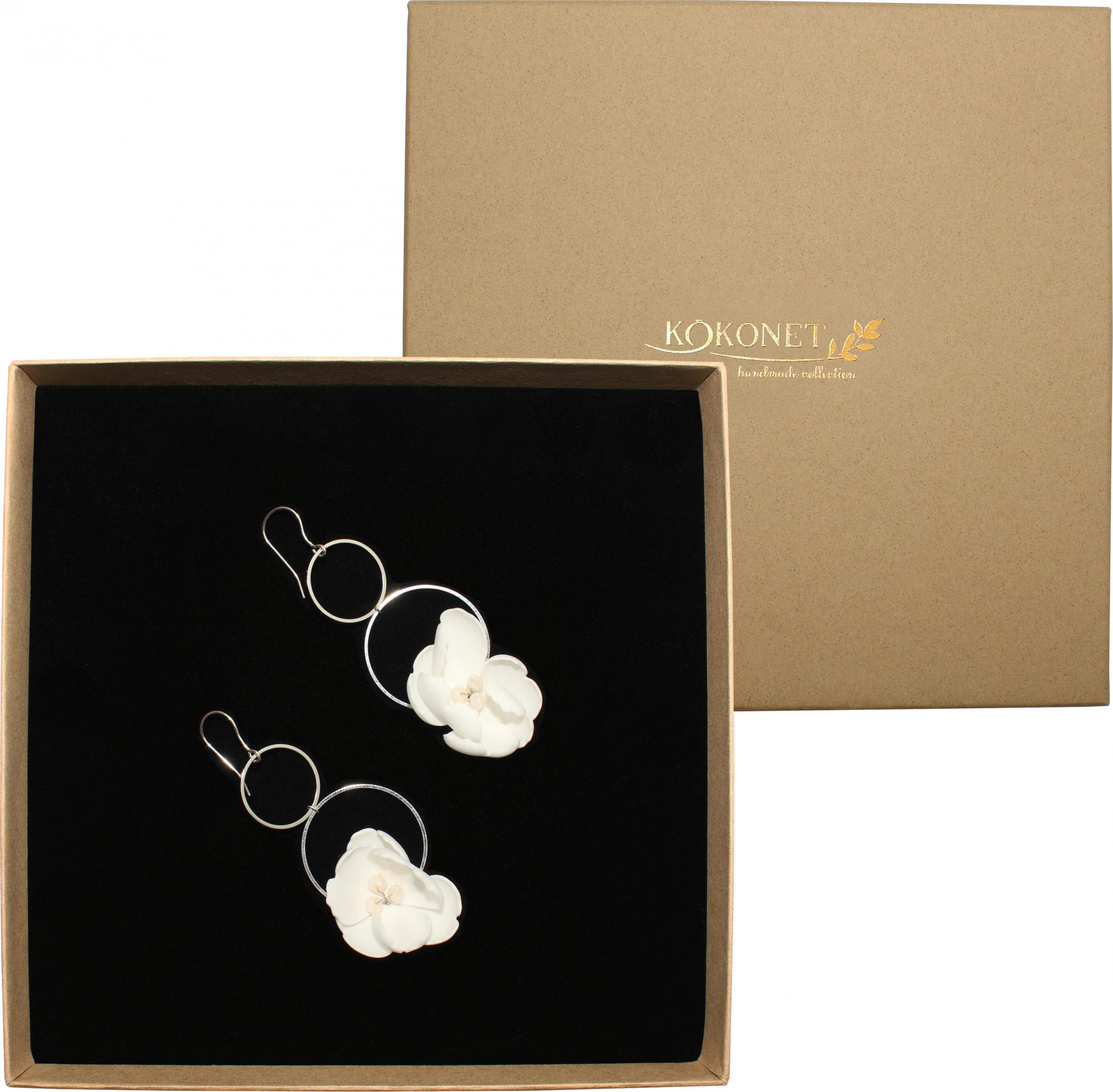 KOKONET Kolczyki kwiatowe lekkie długie UNIKALNE SREBRNE
