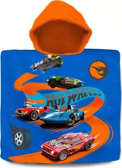 Kids Euroswan Ponczo Poncho ręcznik HOT WHEELS dla dzieci 60x120 kaptur KIDS HW00013