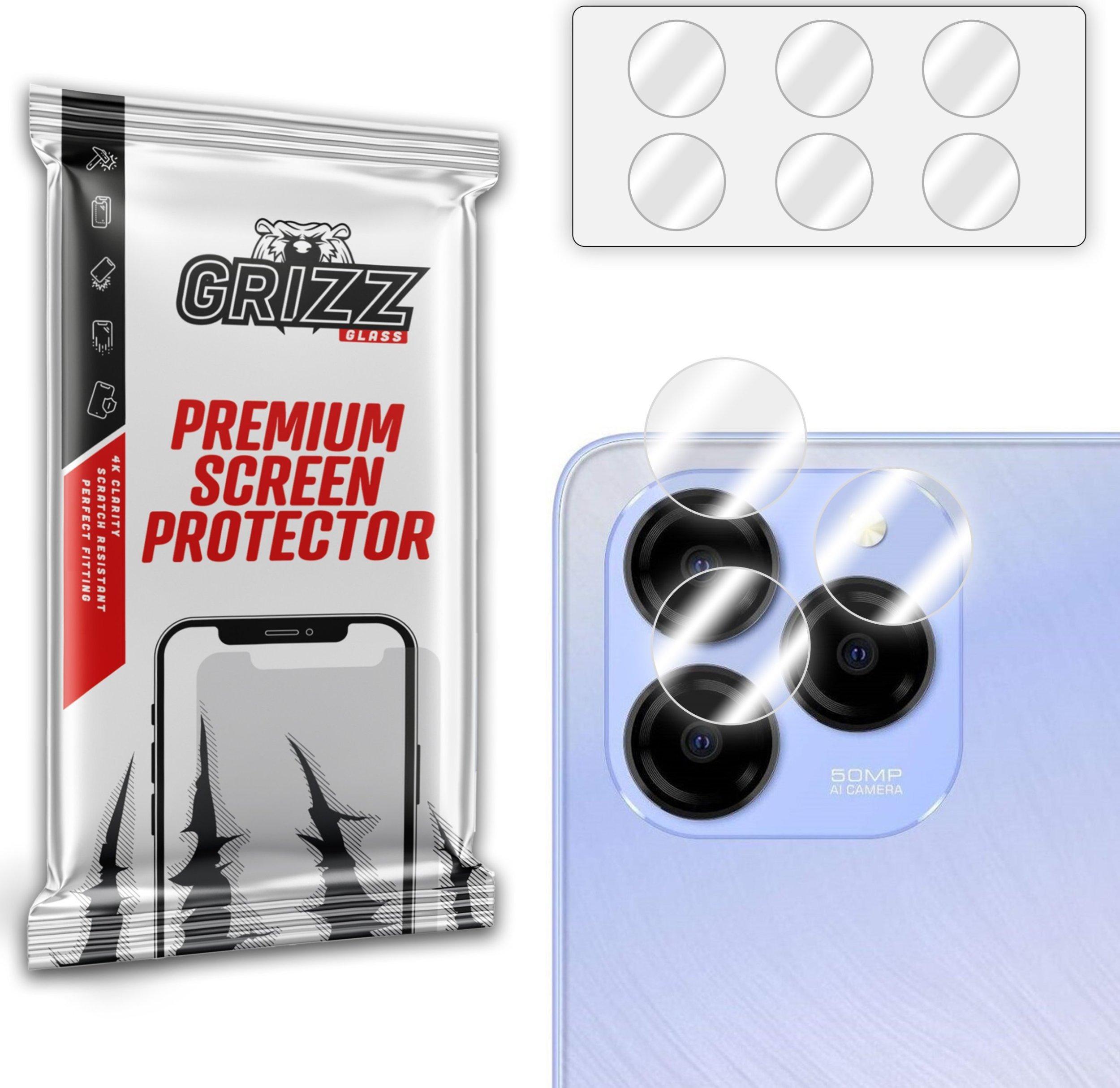 Szkło na aparat GrizzGlass HybridGlass Camera do Meizu Note 21 [2 PACK]