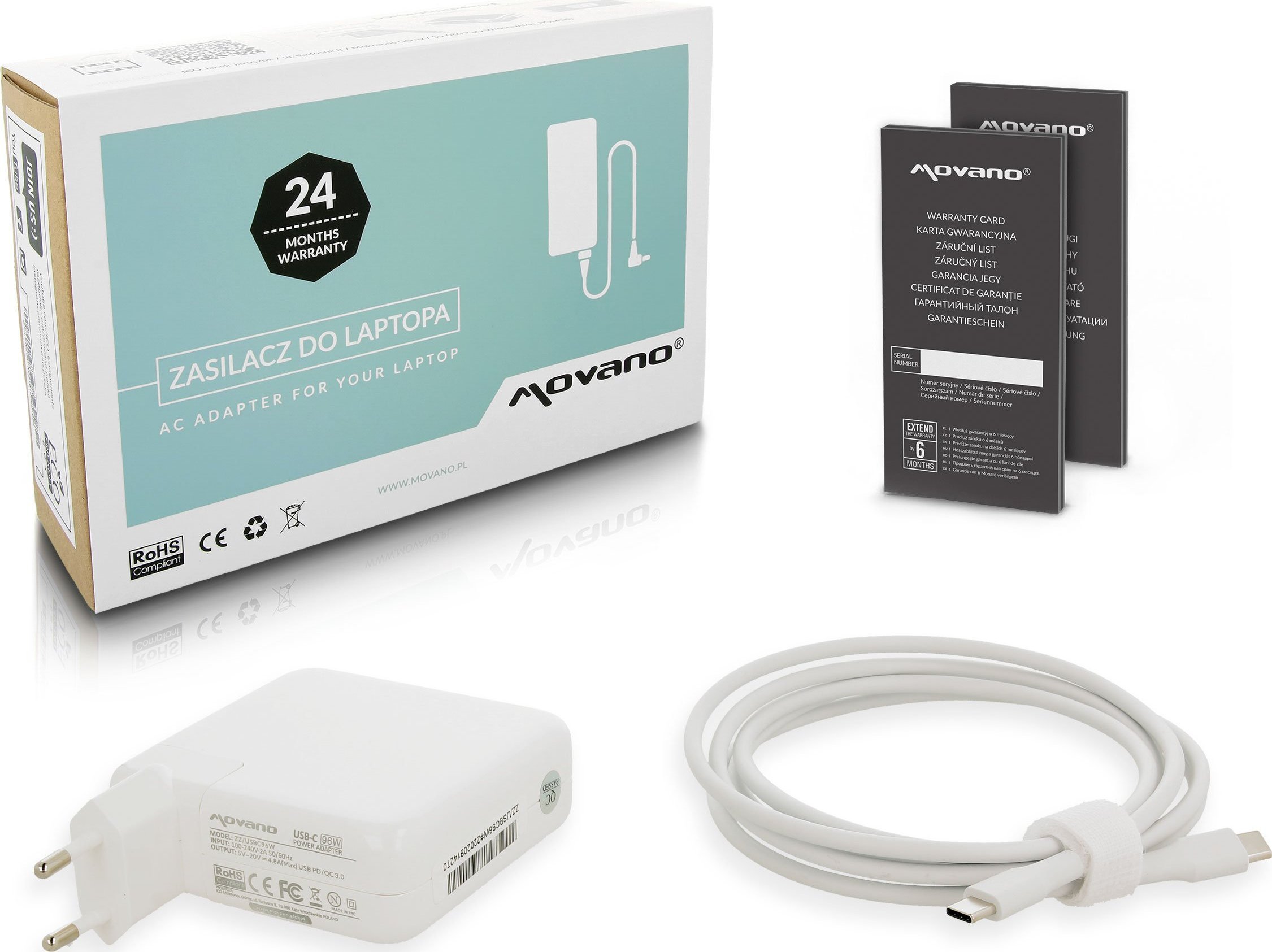 Zasilacz do laptopa Movano Zasilacz Ładowarka do Apple Macbook USB-C 96W