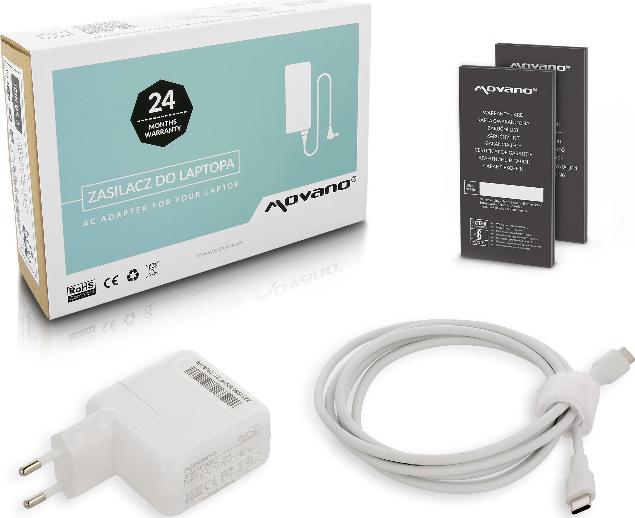 Zasilacz do laptopa Movano Zasilacz Ładowarka do Apple Macbook USB-C 30W