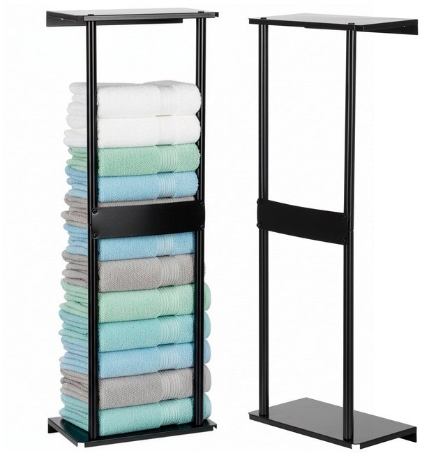 Wieszak łazienkowy, ścienna półka na ręczniki, pionowa, czarna UNIWERSALNY