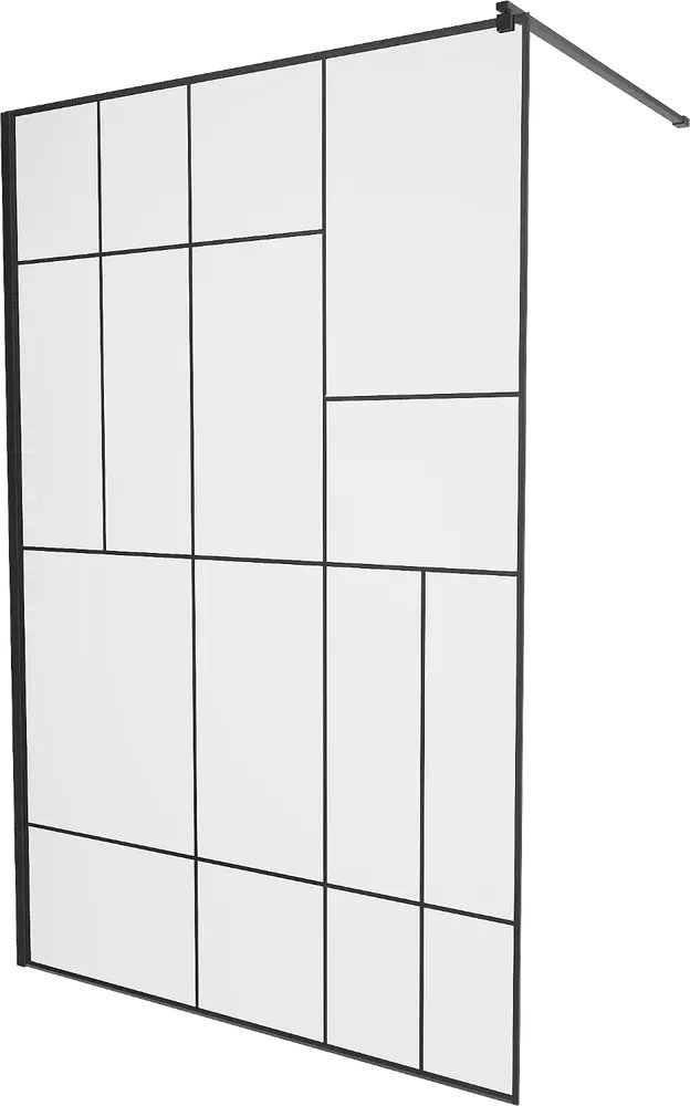 Mexen Mexen Kioto ścianka prysznicowa 100 x 200 cm, transparent/czarny wzór 8 mm, czarny - 800-100-101-70-78