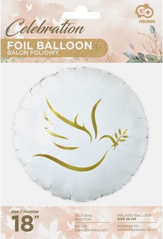 GoDan Balon foliowy Złoty gołąbek okrągły