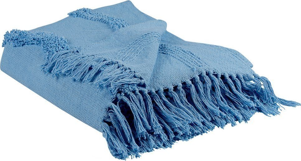 Beliani Bawełniany koc 125 x 150 cm niebieski KHARI!